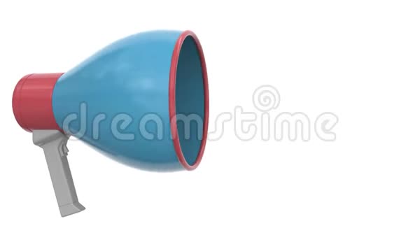蓝色扩音器带有特别的官方信息关于语音泡沫概念三维动画视频的预览图