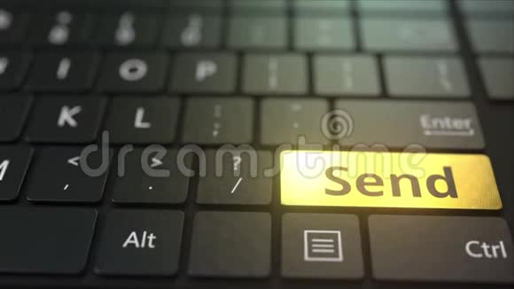 黑色电脑键盘和黄金发送键概念三维动画视频的预览图
