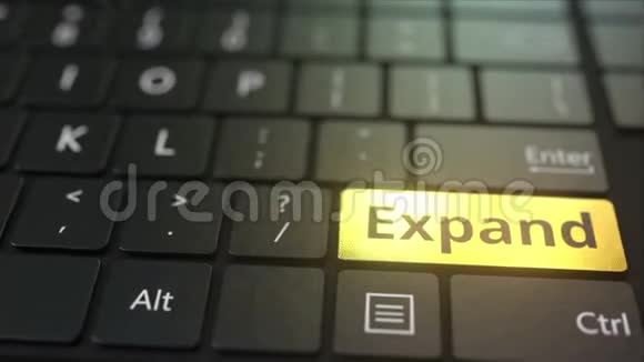 黑色电脑键盘和黄金展开键概念三维动画视频的预览图