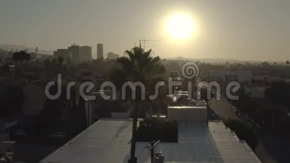 加州好莱坞的空中晨景视频的预览图