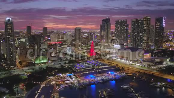 迈阿密4k航空公司的美丽夜灯视频的预览图