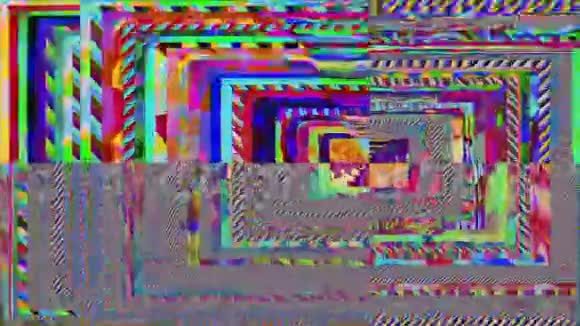 计算机错误效应霓虹灯未来主义潮流闪烁的背景超现实效应视频的预览图