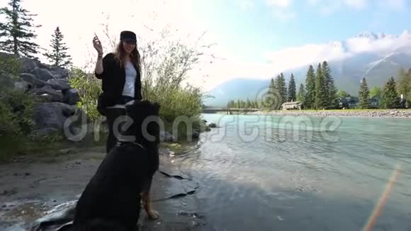狗从山湖里取回棍子视频的预览图