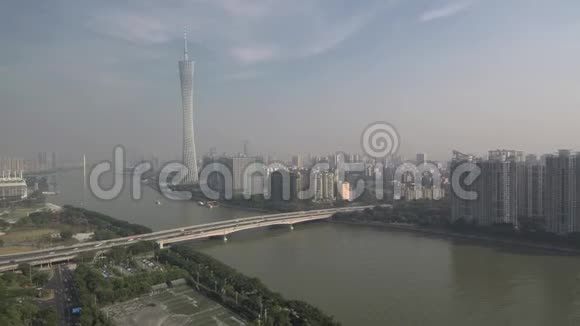 中国城市广州地标的航空照片视频的预览图