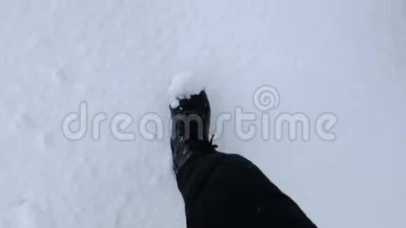 那个女孩在雪地里散步从上面看腿视频的预览图