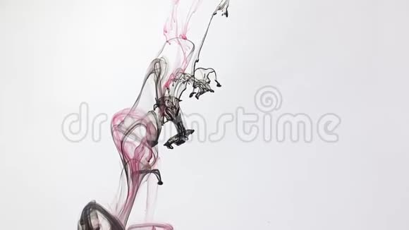 抽象背景时尚的背景白色背景上的黑色和粉红色水彩墨水视频的预览图