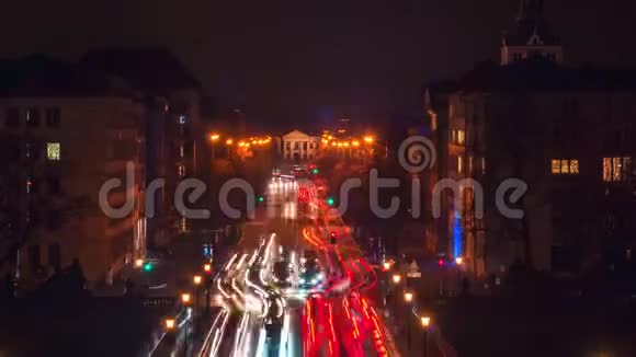 夜晚慕尼黑交通堵塞的时间凉爽的灯光视频的预览图