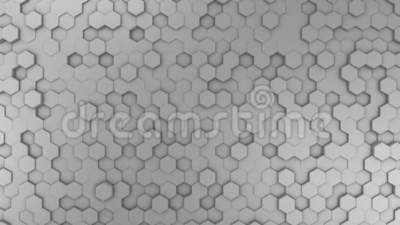 4K抽象六角形表面环光清洁最小六角形网格图案随机波动运动背景视频的预览图