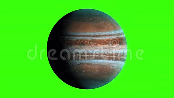 木星行星3D渲染太阳系统的气体巨木星在绿屏上的阿尔法通道视频的预览图
