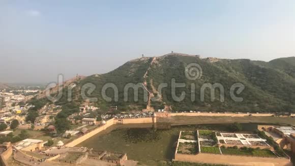 斋浦尔印度2019年11月05日阿米尔堡从山上堡垒的高度看另一座堡垒视频的预览图