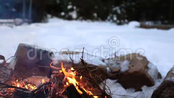 原住民战士在营火中崇拜视频的预览图
