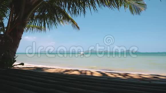 菲律宾热带海滩景色椰子棕榈树视频的预览图