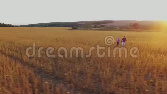一对在草地上奔跑的夫妇视频的预览图