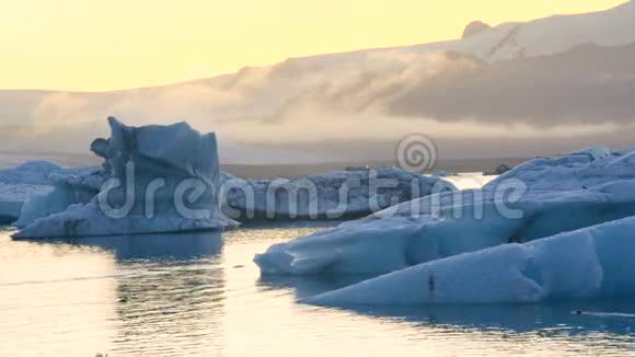 冰山和海豹漂浮在冰岛的冰泻湖中视频的预览图