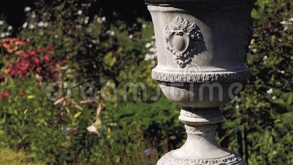 古堡庄园旧花瓶雕像的景色视频的预览图