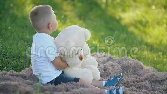男孩玩玩具熊视频的预览图
