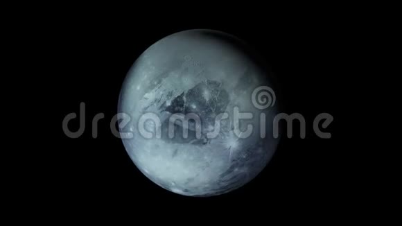 计算机产生了冥王星在宇宙恒星空间中的旋转抽象背景的三维渲染视频的预览图