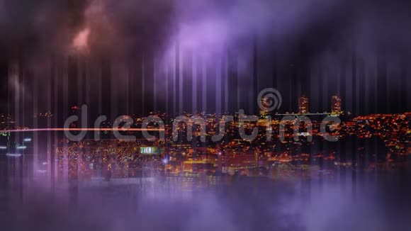 夜间的雷声和城市景观视频的预览图