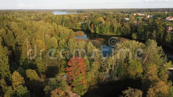 帕洛夫斯基水库海湾上空的秋日视频的预览图