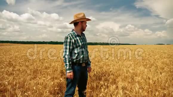 愤怒的农夫在种粮场上扔帽子视频的预览图
