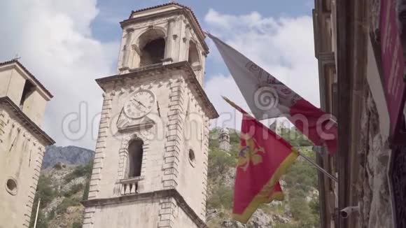 黑山科托尔旧城区钟楼景观视频的预览图