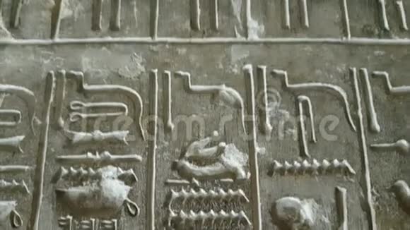 在古建筑上贴紧埃及象形文字字母墙视频的预览图