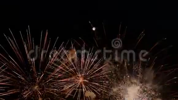 美丽的节日烟花在夜空中庆祝城市周年独立新视频的预览图
