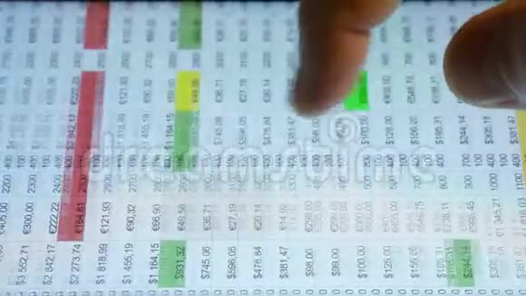 手指配合手机触屏工作表财务货币关闭宏观视野视频的预览图