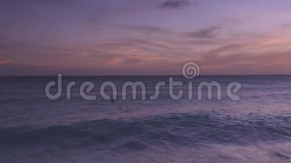 鸟从飞入水中潜水捕鱼的景象大西洋上美丽的日落景色视频的预览图