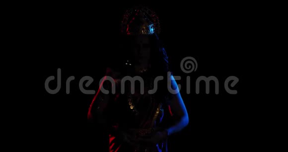 穿着印度传统服装和珠宝的女人把她的双手放在一起视频的预览图