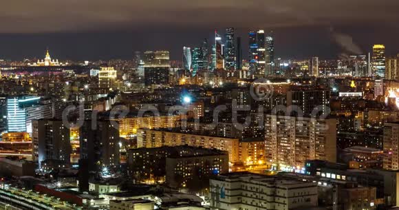 夜幕下的城市风景莫斯科俄罗斯商务中心视频的预览图