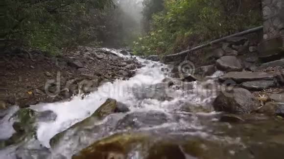 清澈见底的山河瀑布缓缓流淌视频的预览图