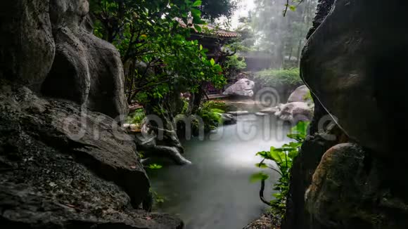 中国广东省著名私家花园池塘视频的预览图