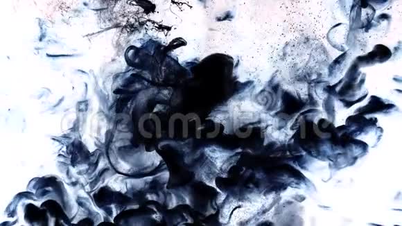 黑色烟雾污垢飞溅白色背景视频的预览图