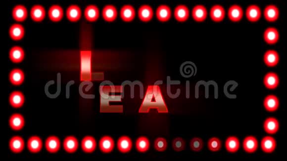 这个词最后销售闪烁和闪烁在黑色背景与闪烁霓虹灯红色边框灯视频的预览图