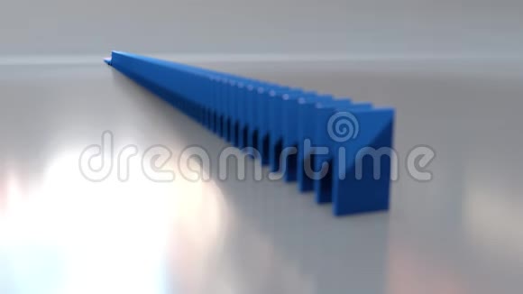 蓝色多米诺骨牌与景深的连锁反应视频的预览图