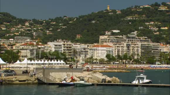 法国里维埃拉戛纳码头景观视频的预览图