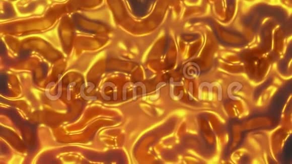 抽象金色液体熔岩金色波浪背景金色纹理动画三维渲染视频的预览图