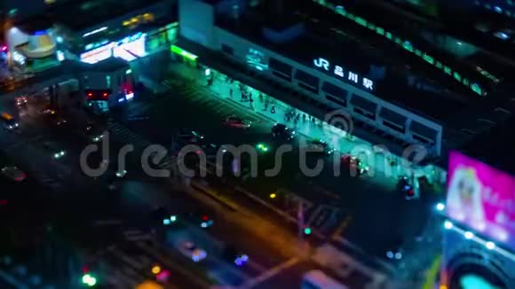 东京城市全景高角度倾斜变倍变焦的夜晚时间视频的预览图