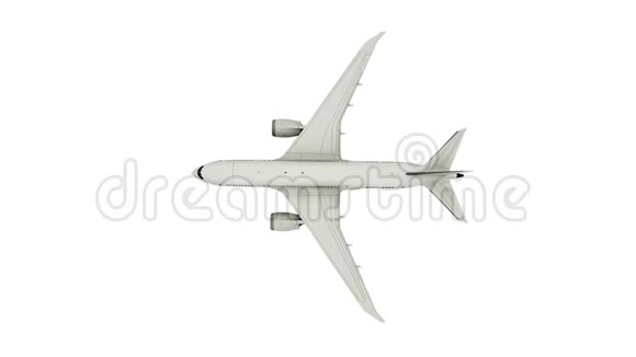 飞机飞行在白色背景上隔离俯视包括阿尔法通道视频的预览图