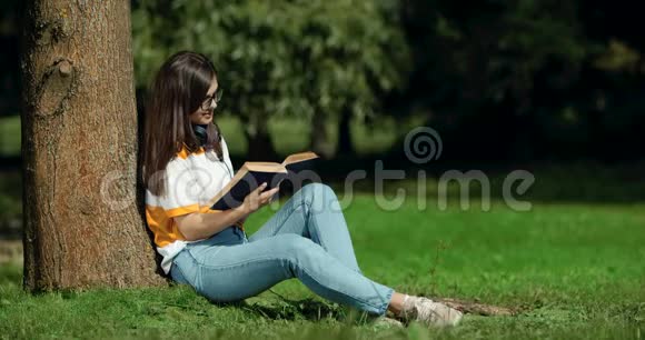 公园树下的女人读书视频的预览图