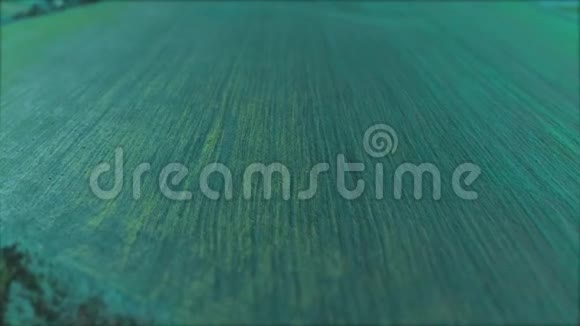 清新的蔚蓝色的青草从山顶上射出风在流动4K视频的预览图