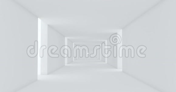 白色背景上的摘要抽象的几何形状城市现代设计抽象的光走廊白色背景视频的预览图