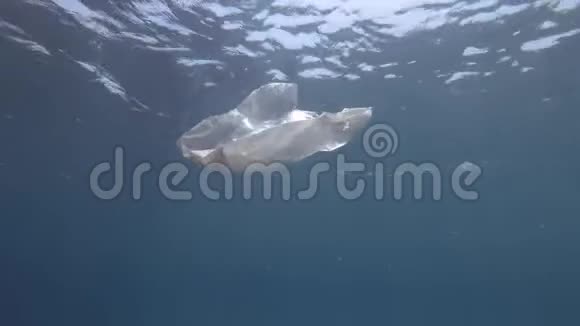 塑料污染白色塑料袋慢慢沉入欧洲地中海的海底视频的预览图