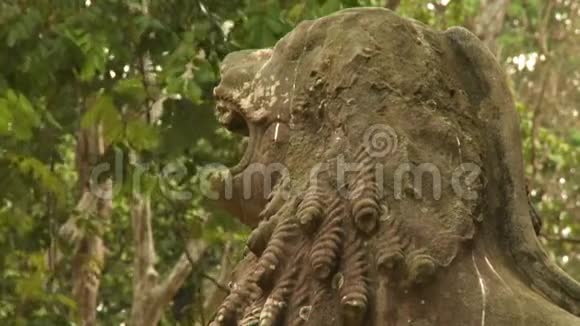 高棉遗址狮卫雕像桑博普雷库视频的预览图