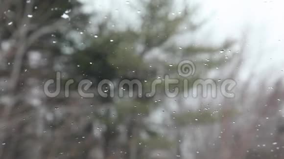 风盾上的雨或雪视频的预览图