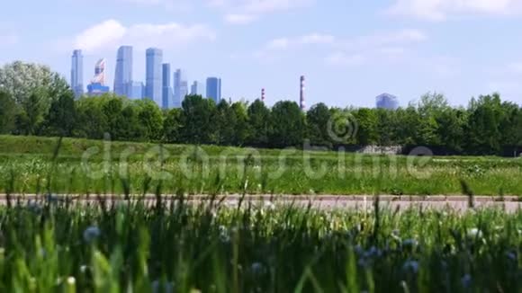 从公园到摩天大楼的景色视频的预览图