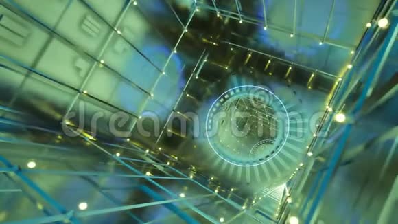 未来派霓虹灯隧道图形摘要背景游戏室激光发光技术背景空间背景视频的预览图