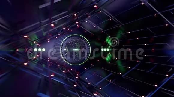 霓虹灯金属隧道抽象数字科幻未来背景三维抽象背景抽象三角形视频的预览图