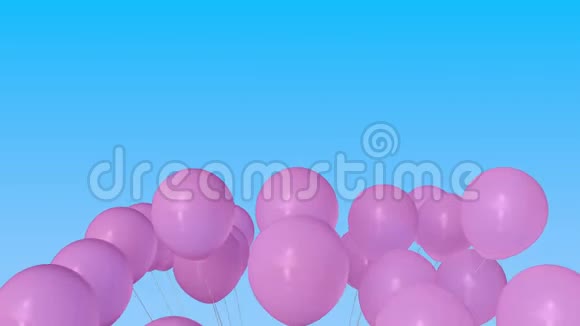 做了一堆粉红色的氦气球集合概念三维动画视频的预览图